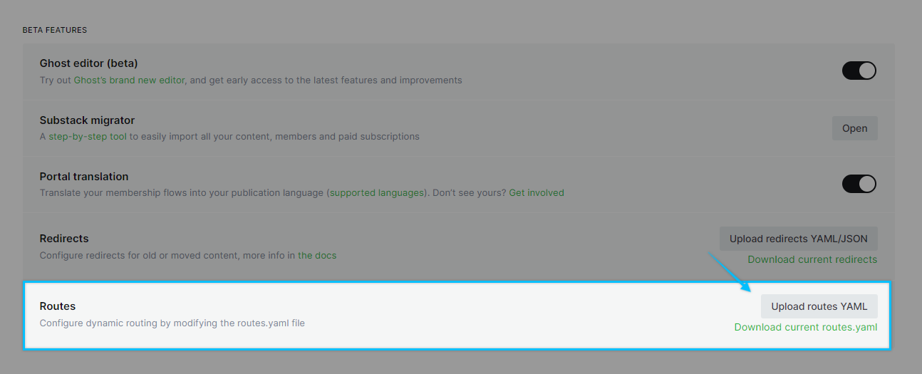 Upload routes YAML