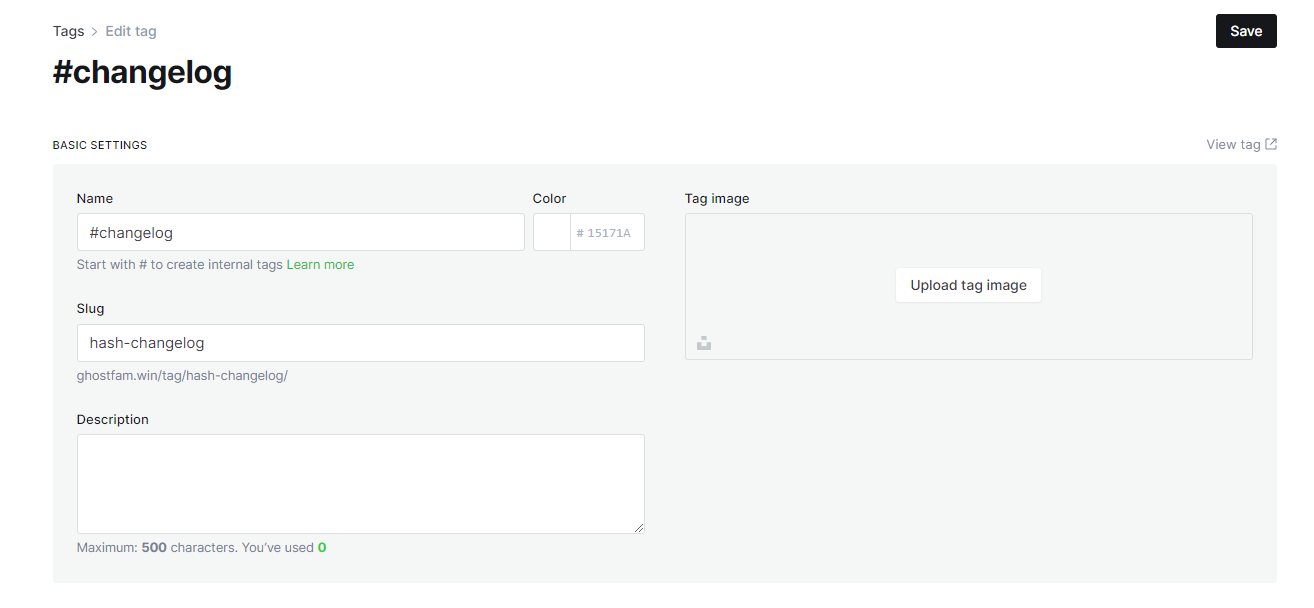 Create Internal Tag #changelog