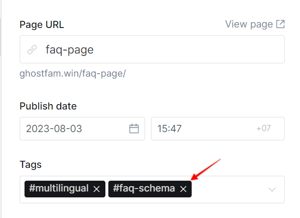 gán tag #faq-schema vào bài viết cần tạo FAQ schema