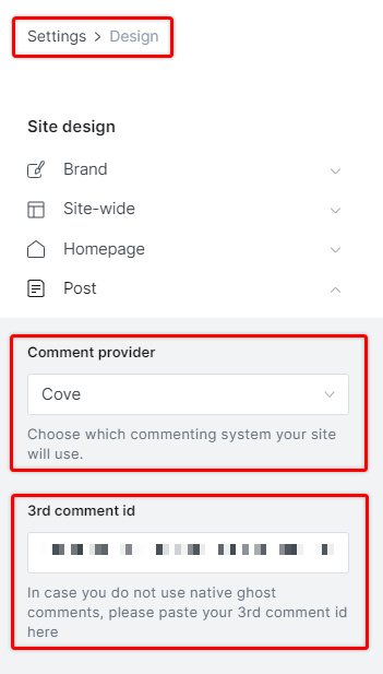 Dán Cove ID của bạn vào 3rd comment id